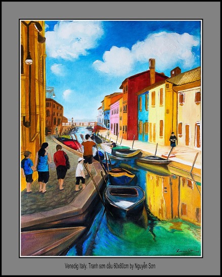Venedig Italy. Tranh sơn dầu 60x80cm by Nguyễn Sơn